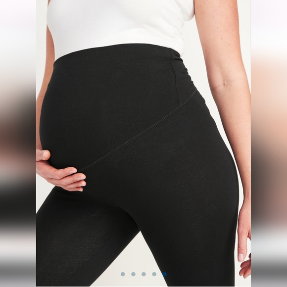 Old Navy Maternity Medium Black Jersey Knit Leggings Full Panel Pants Stretchy - Picture 2 of 8